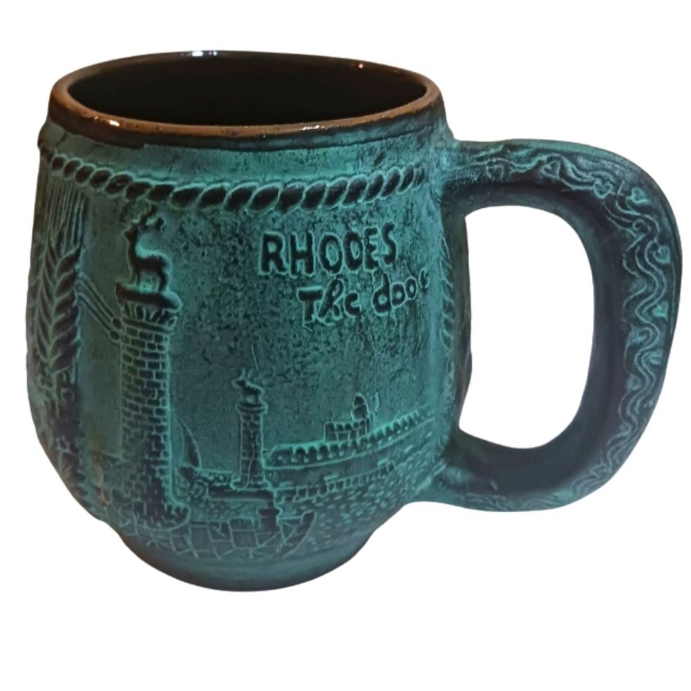 Vintage Ceramic Collectible Handmade Ceramic Mug "Rhodes" Scenes